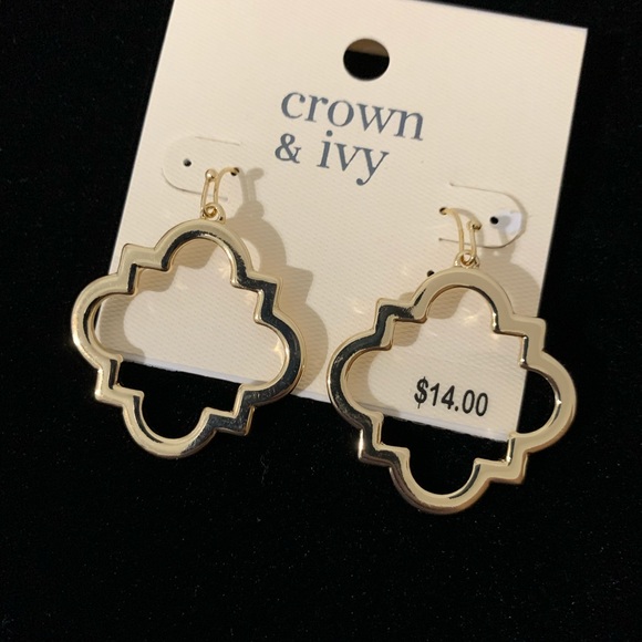 Crown & Ivy Ornate Goldtone Dangle Earrings - Picture 2 of 4